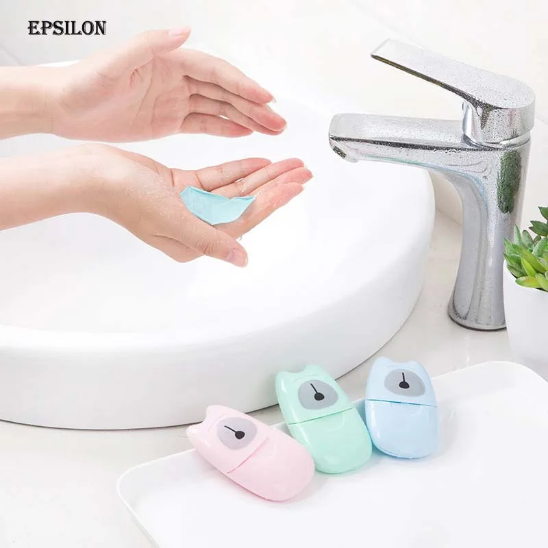 Epsilon Disposable Boxed Soap Paper Mini Soap Paper Portable Hand Washing Box 50pcs Travel Convenient Scented Slice Sheets