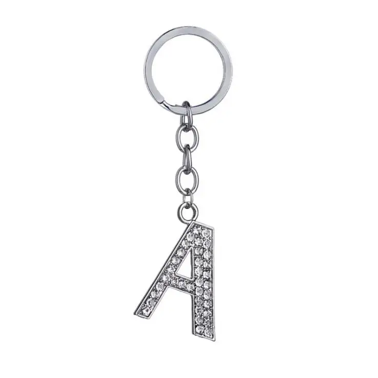 Rhinestone Alphabet Keyring Initial Letter Keychain