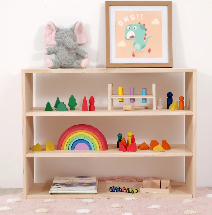 Toys Storage Kids Bookcase Book Shelf Wood Children Bookshelf