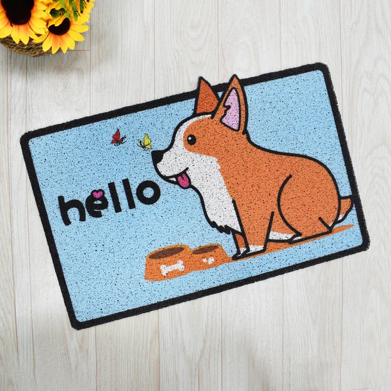 Customizable diy promotion waterproof floor mat pvc coil dog cat 3d carpet pattern doormat door mat