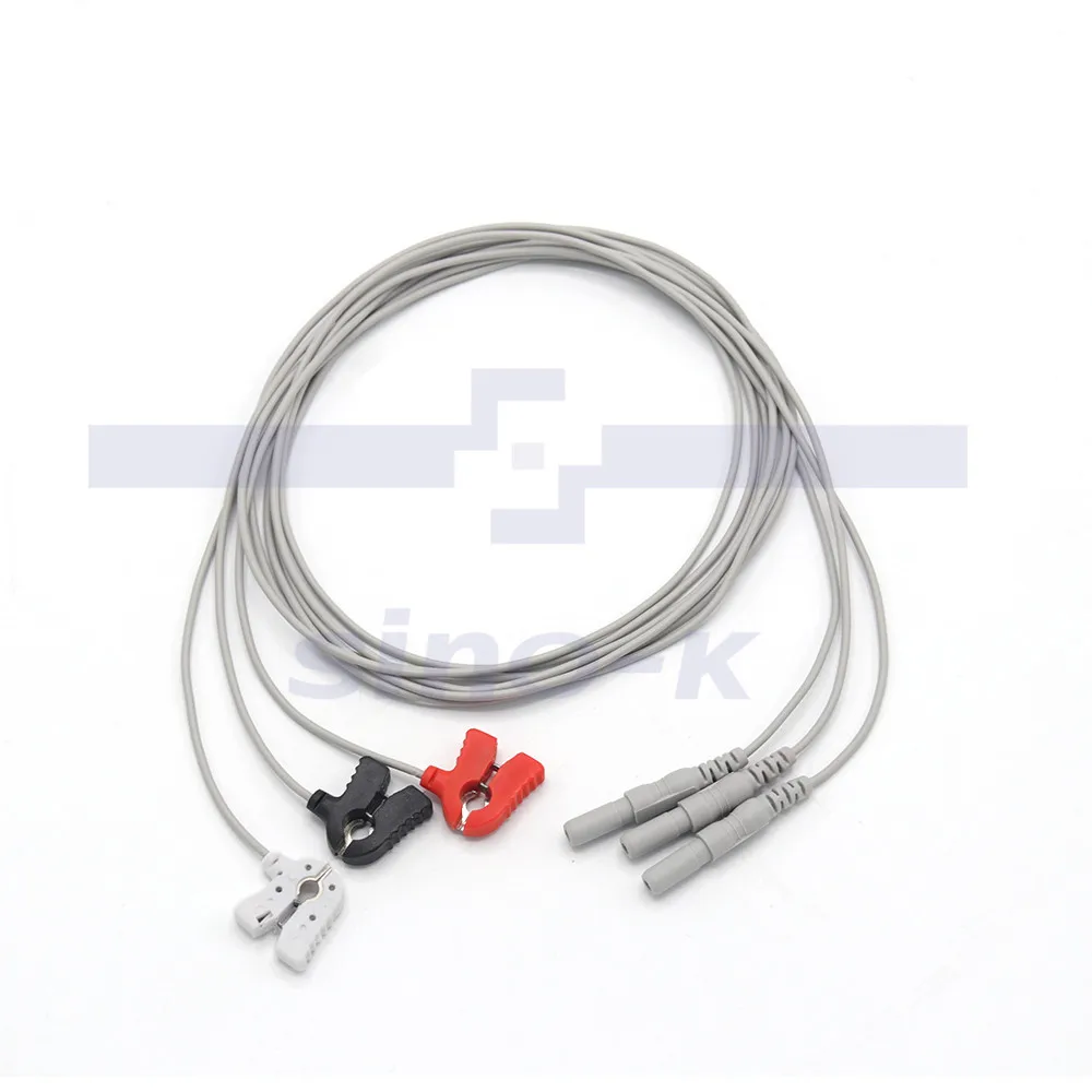 DIN Style Neonate ECG Lead wire 3 leads AHA Pinch Type