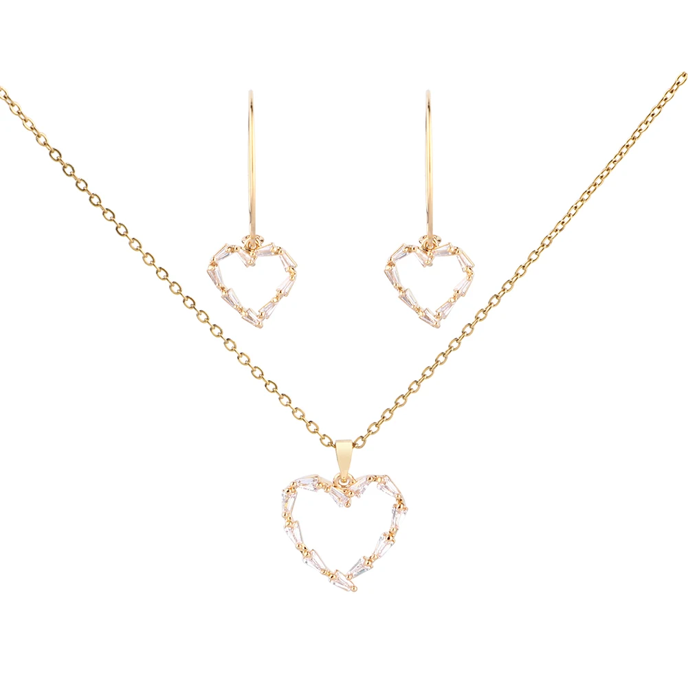 Fashion Hoop Earrings Trend 2021 And Minimalist Heart Necklace Set Women Jewelry Sets