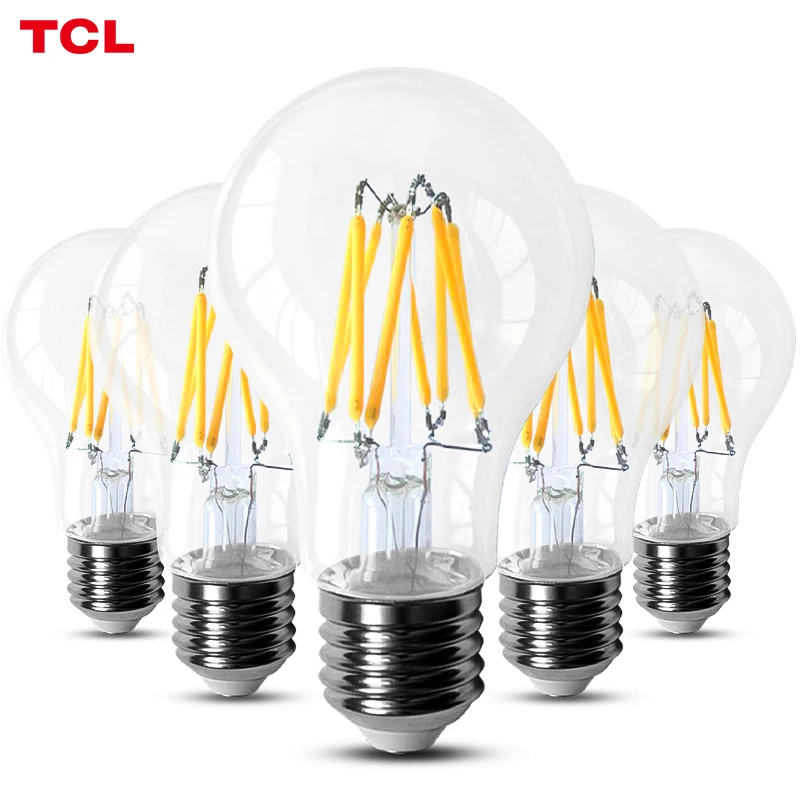 TCL Высокое качество 8 Вт 100lm/W E27 AC 100-130V 2700K теплый свет винтажные декоративные светодиодные лампы накаливания