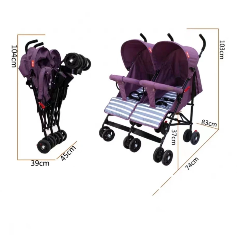 New Arrival Lightweight Folding Pushchair Buggy Side By Side Twins Double Baby Prams Carriage Strollers For Twins Baby Two Seats