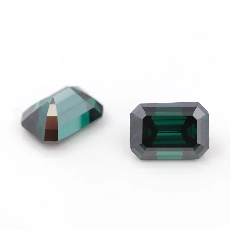 Wholesale emerald shaped green color moissanite stone 1ct 2ct 3ct GRA certificate loose moissanite diamonds