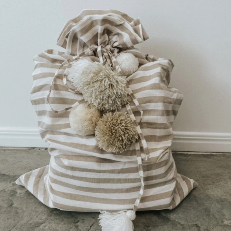 Gingham Santa Sack With Pom Pom Drawstring Large Christmas Sack Wholesale Christmas Gift Bags