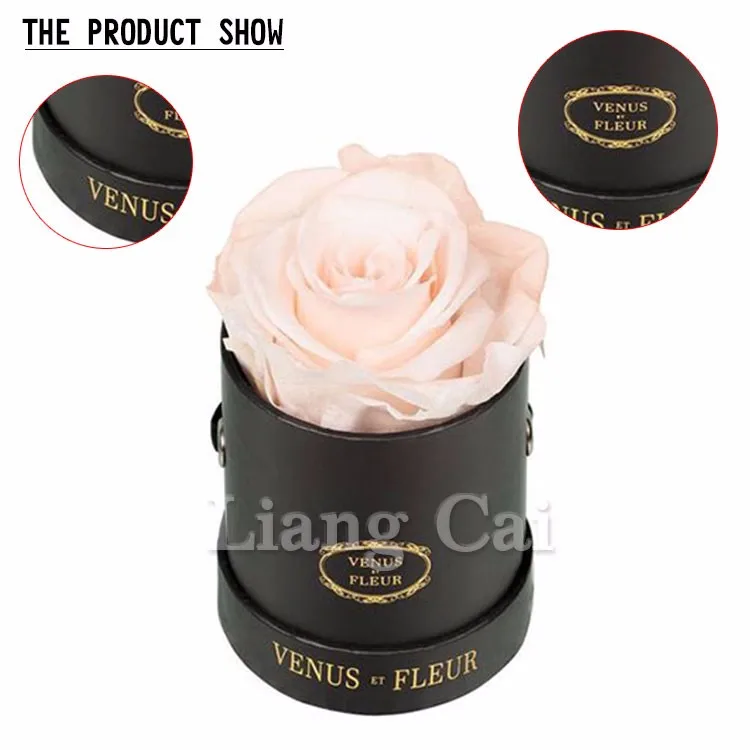 Flower Box with Ribbon Golden Stamping Logo Gift or Craft gift box flower wholesale factory round rose flower boxes