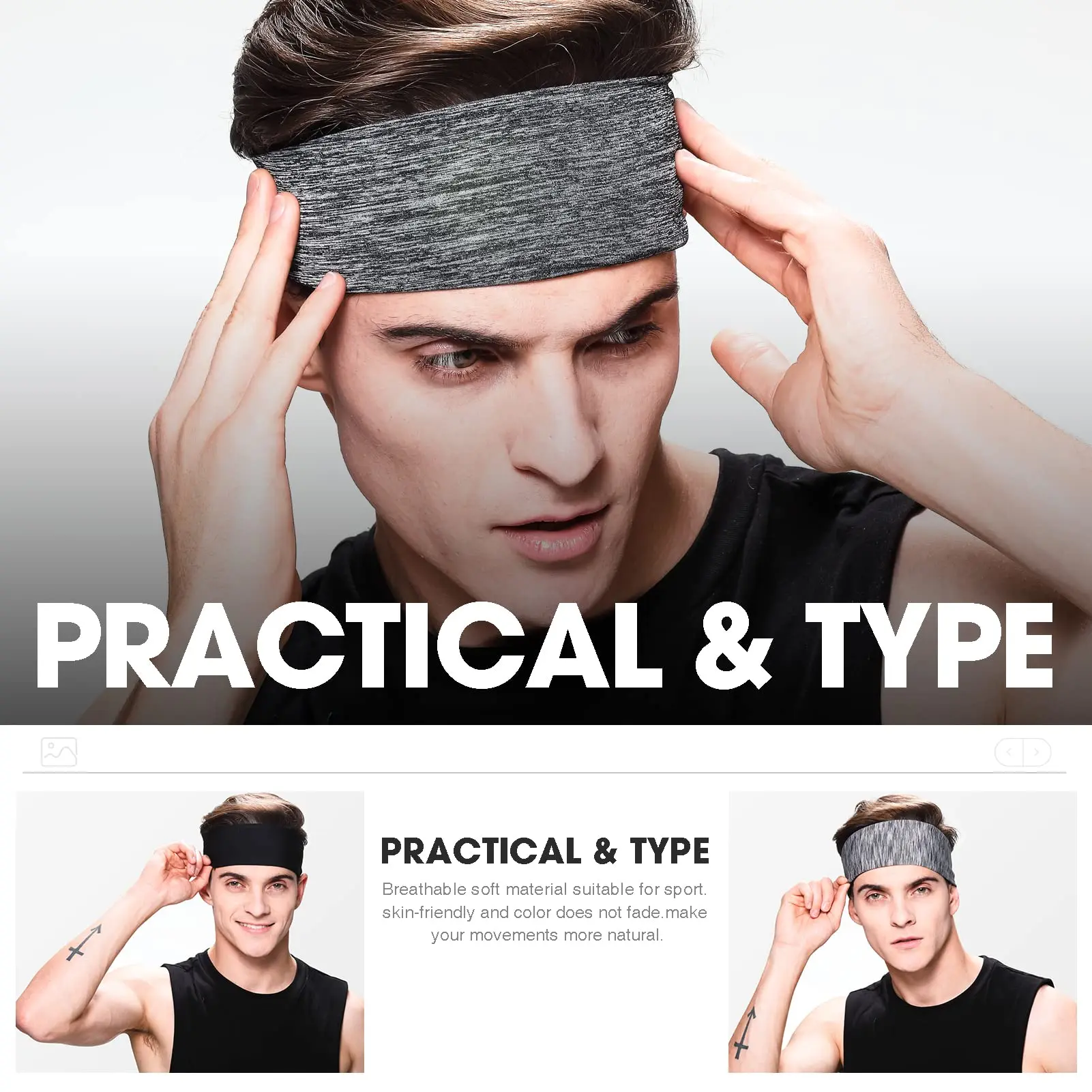 Absorbent sport headband custom headband cooling Sweatband For Men Yoga Hair Band Running Fitness sport elastic headband