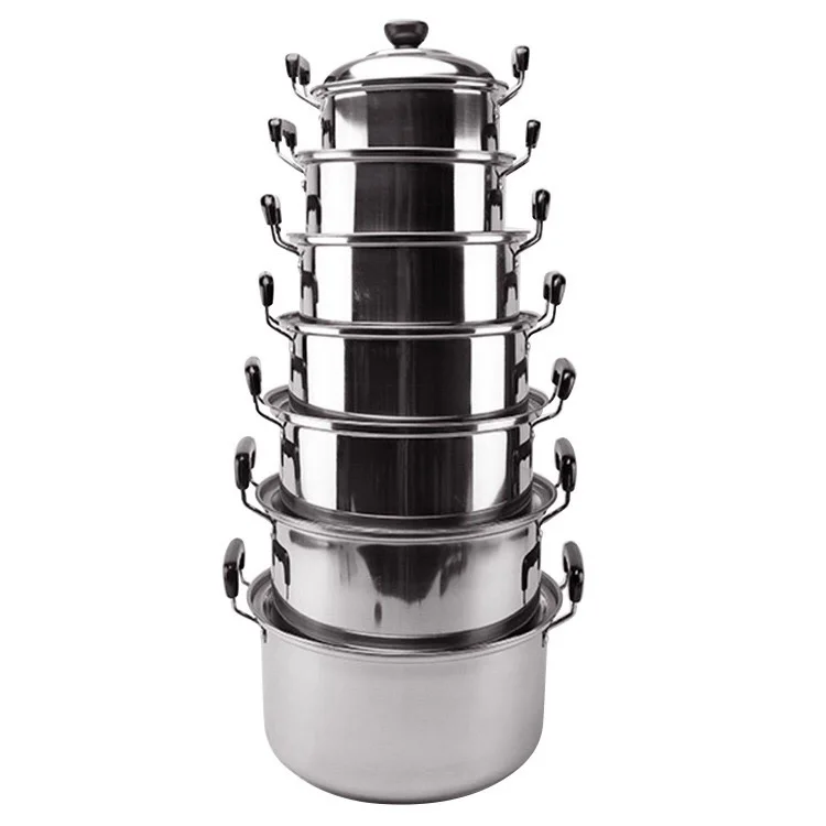 6pcs/8pcs/12pcs Casting Stainless Steel Cooking Pot Cookware Set With Glass Lid,Kitchen Appliances Cooking Pot