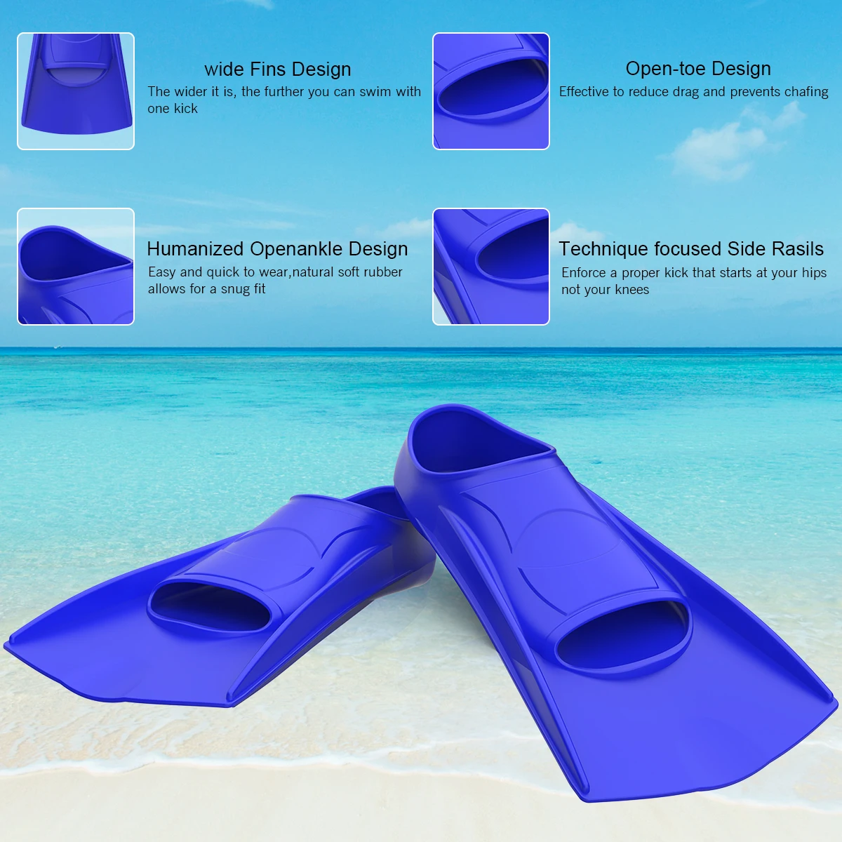 Factory supply adult child blue diving fins swimming flipper for