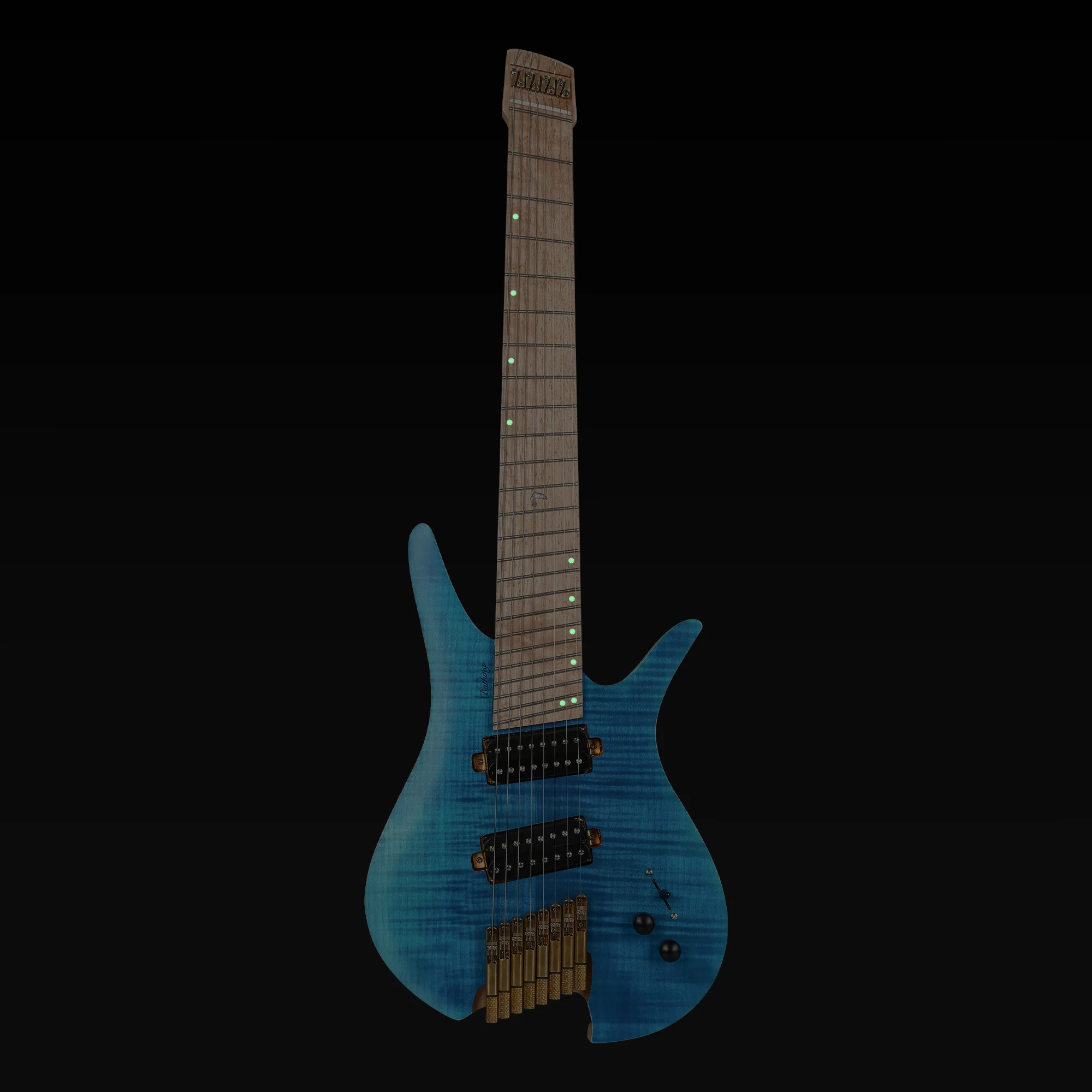 Batking  8 String  Fanned Fret Headless Electric Travel Guitar with Multiscale Birdeyes Fingerboard  Of Luminous Inlay