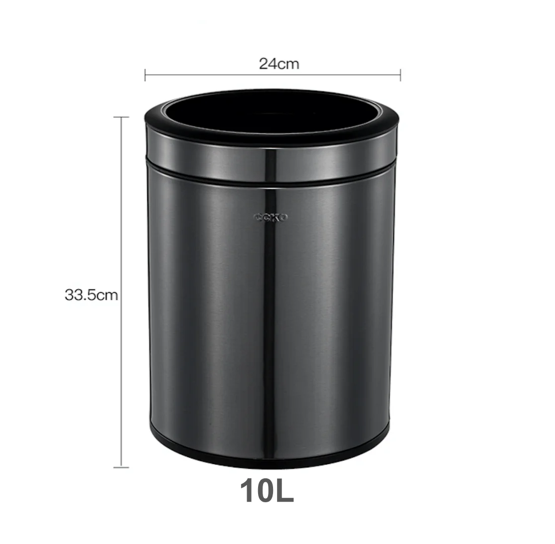 
CCKO 10L Hot Sale Stainless Steel Trash Can Open Top Dustbin Double Waste Bin CK9904 Metallic Black 