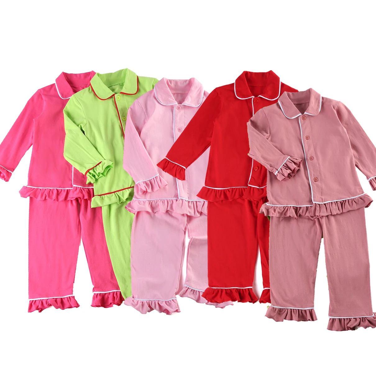RTS Christmas children pyjamas cotton custom kids blank pajamas sets girls sleepwears