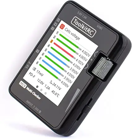 ToolkitRC MC8 Battery Capacity Balance Checker USB-C Fast Charging Multi-Checker RC Cell Checker & Multi Tool