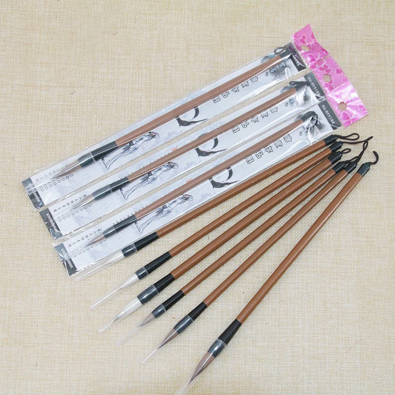 Chinese calligraphy supplies writing brush set wood handle and badger hair calligraphy brush