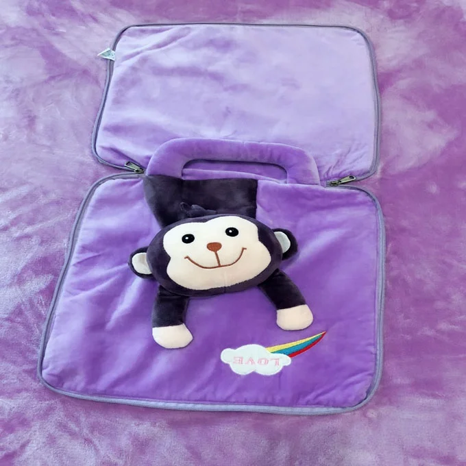 Cartoon flannel fleece pillow blanket that folds into pillow