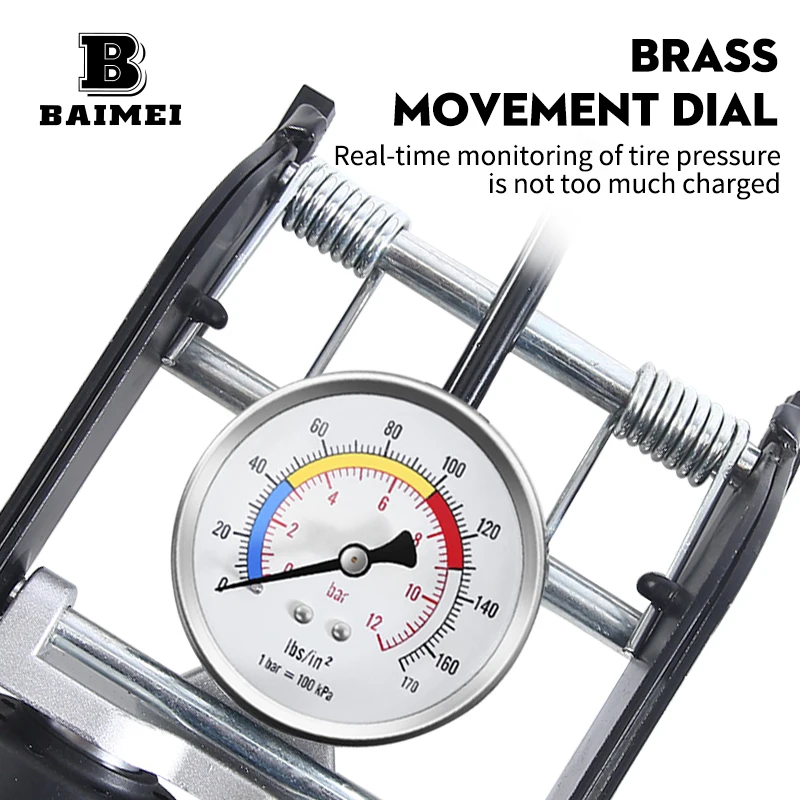 The factory directly supplies Baimei foot-on high-pressure double-barrel pump, convenient car, motorcycle, bicycle, household