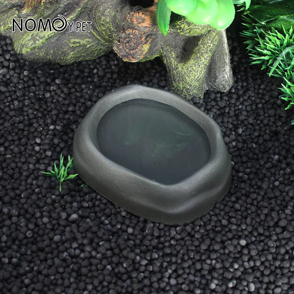 NOMOY PET imitation rock small and large size plastic water food bowl dish for reptiles lizards frogs