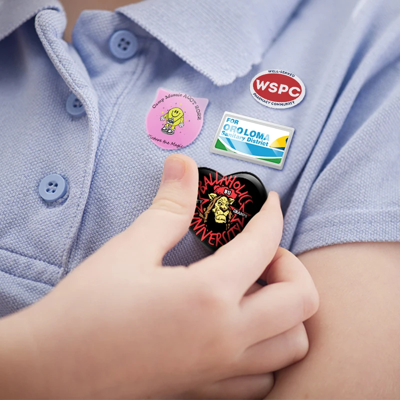 Custom Printed Round Pin Back Button Badge PVC Plastic OPP Bag Party Decoration Resin Plastic 2 Holesshirt Button Custom Desgin