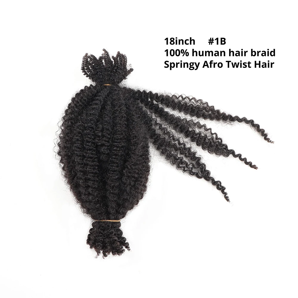 VAST 16 Inch Pre-Separated Springy Afro Twist Hair 100% Human Hair Natural Black Marley Twist Crochet Braiding Hair