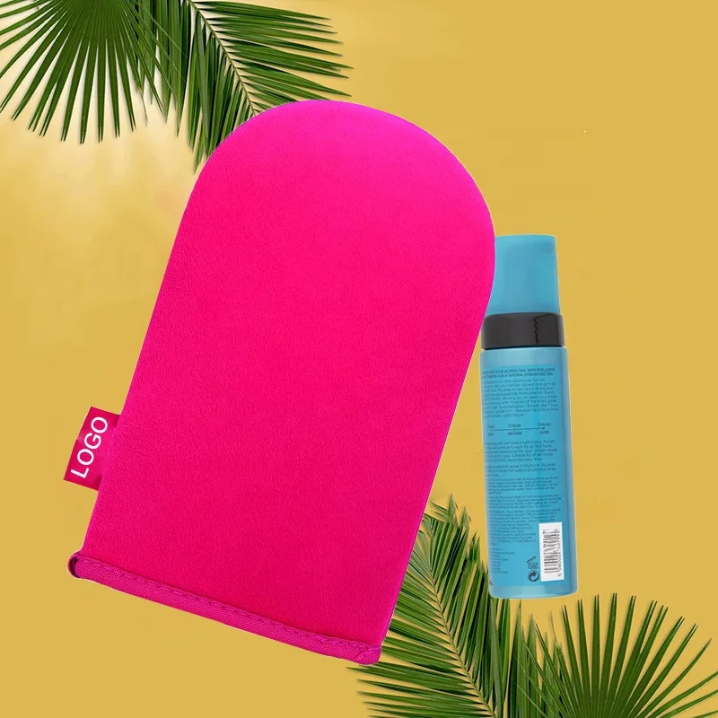 Custom Logo Pink Skin Care Tools Soft Body Lotion and Body Butter Applicator Glove