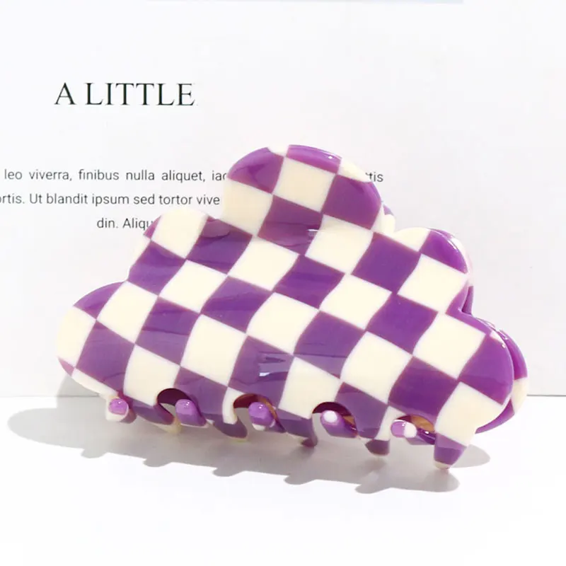 popular acetate plaid hair claw clips checkered board clutchers hair clip crab cloud large hair clamps claw clips for women
