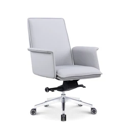 Swivel chair office furniture ergonomic gas lift gray leather high back office chair