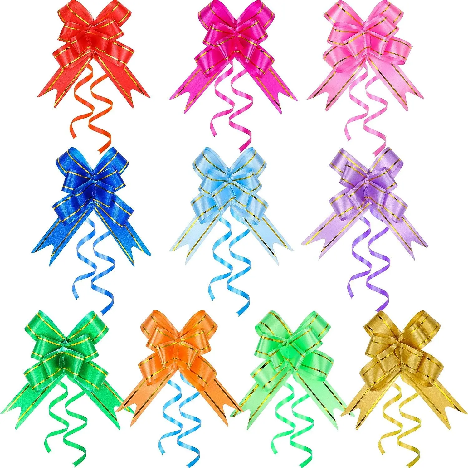 Pull Bows Decorative Assorted Colors Gift Wrap Ribbon Pull Bows for Christmas Wedding Party Birthday Car Holiday Presents Bags
