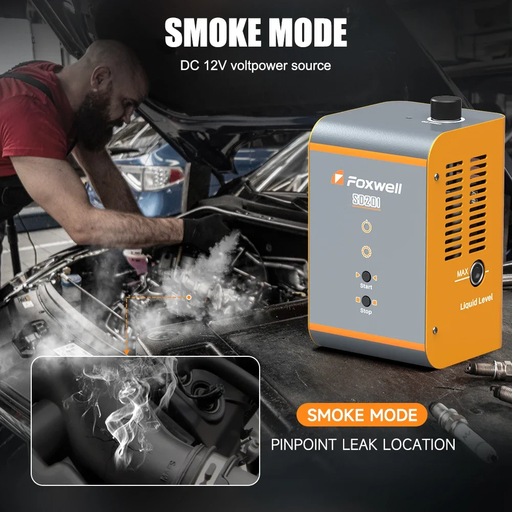 FOXWELL SD201 Automotive Smoke Machine Leak Detector Built-in Air Pump EVAP Leakage Gas Leakage Locator Oil Pipe Generator