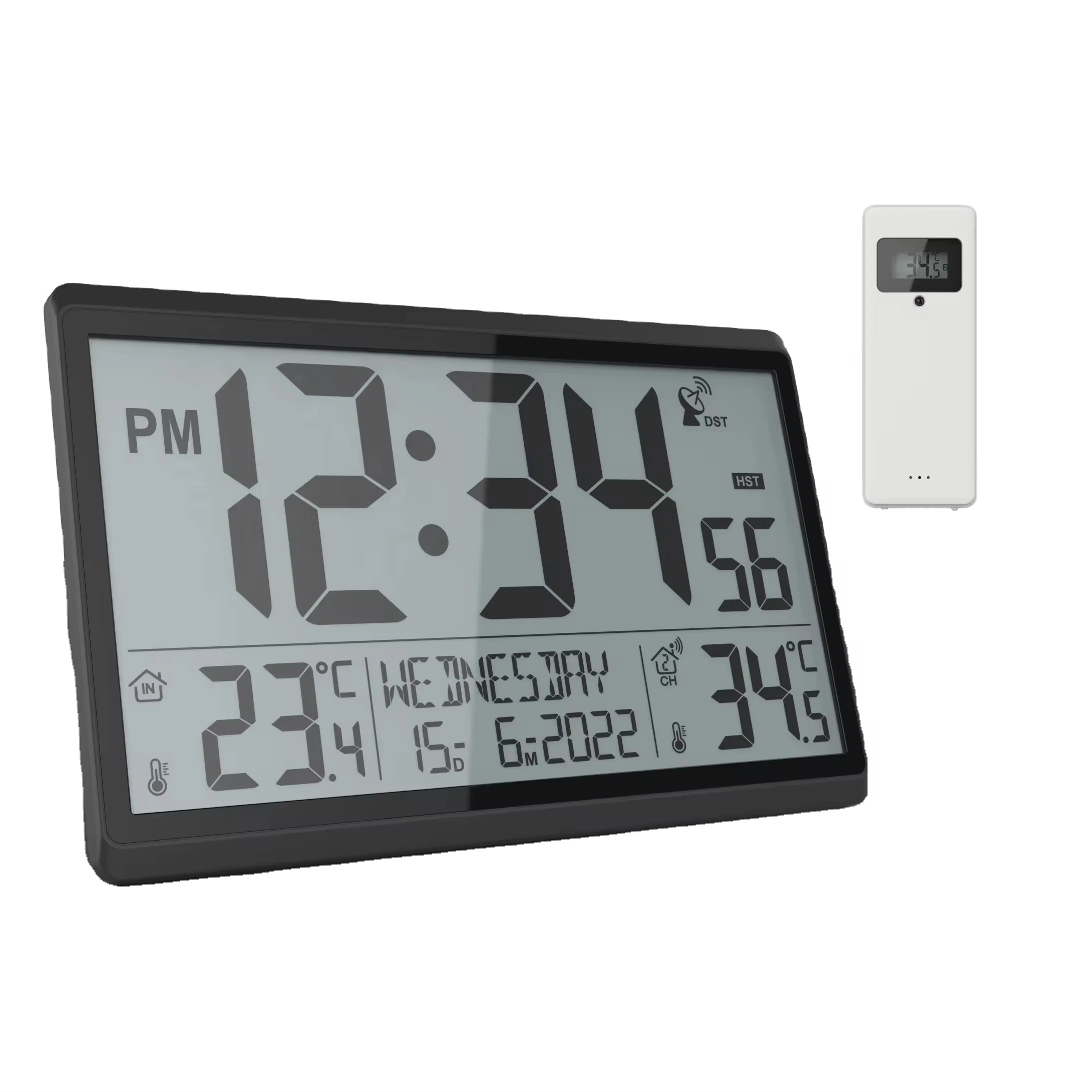 7 languages Weekday RCC Atomic Jumbo LCD Digital Clock Wall Clock