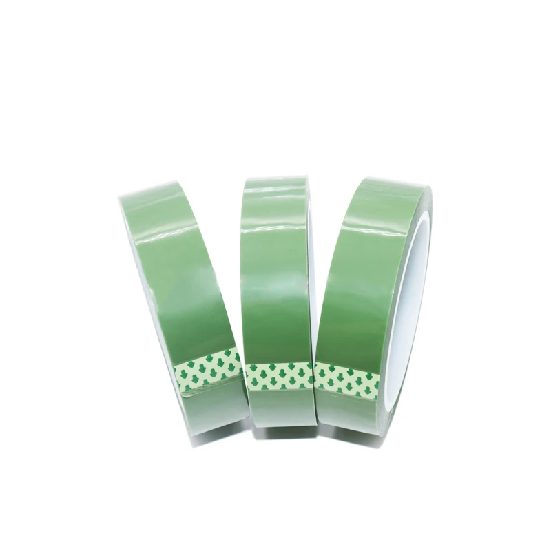Factory Supply Heat Resistant Silicone Adhesive Tape 25mm 50mm For Lithium Battery Packing High Temperature Green PET Tape