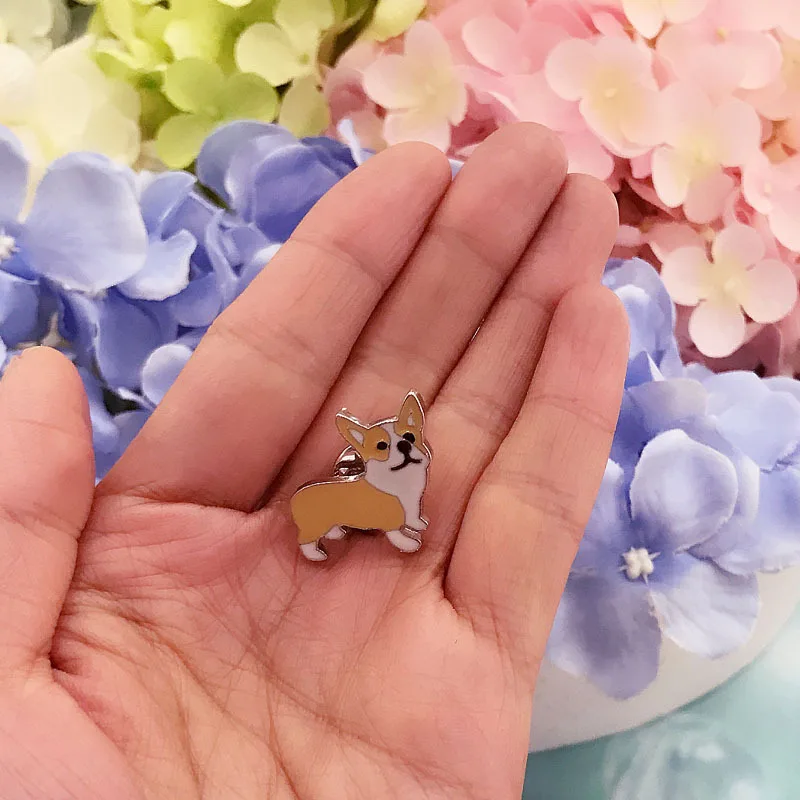 free sample Cartoon Dog Collection Brooch Corgi Bulldog Pet Lapel Jacket Sweater badge emblem Dog pin with Baking