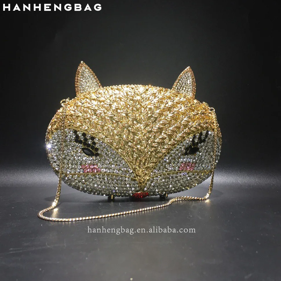 High Quality Clutch Handbag Purses Rhinestone Purse Diamond Skull and Bat Evening Bag