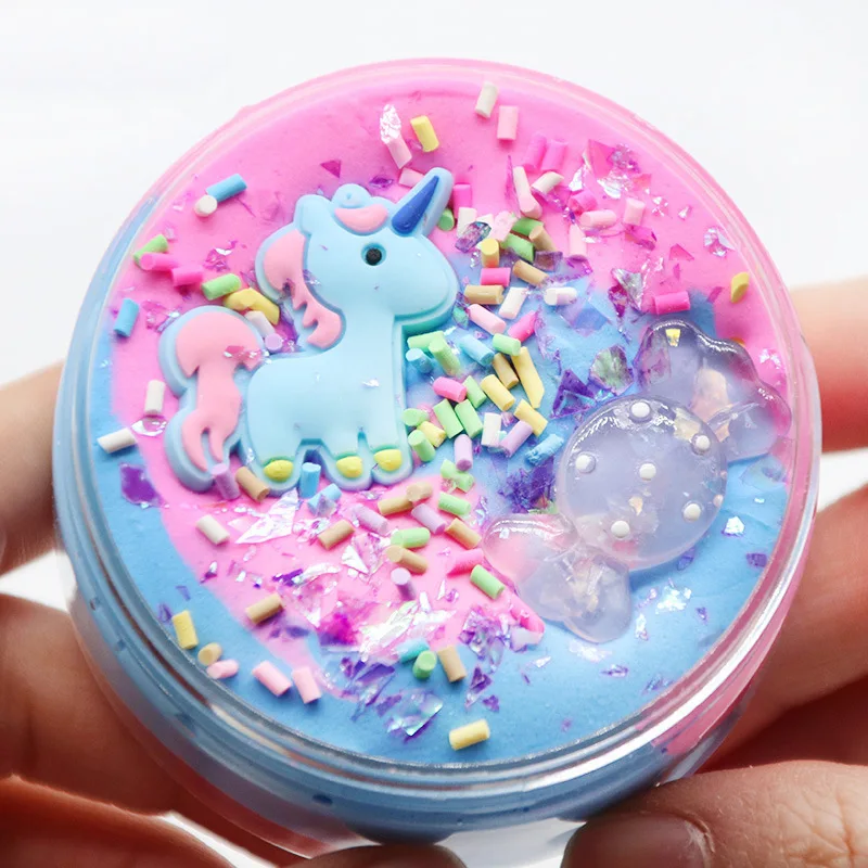 Clay Pva Slime Toy Unicorn Colored Butter Slime Kit Glitter Unicorn Slimes For Kids