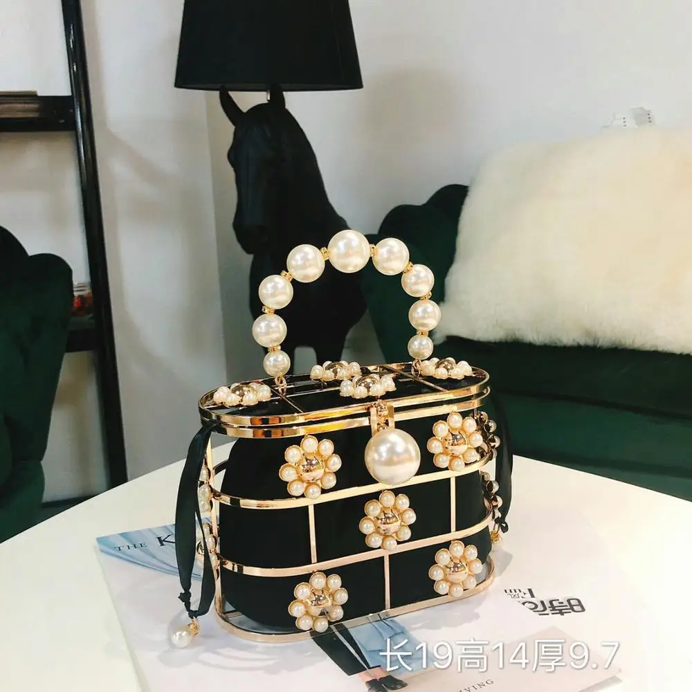 
New Various Alloy Style Bags Fashion Tassel Pearl Rhinestone Decoration Shoulder Messenger Bag Woven Shell Sequins Dinner Bag 