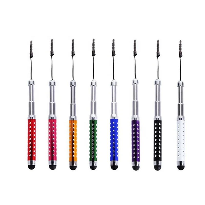 Metal Retractable Three Links Capacitive Diamond Touch Screen Stylus Pen Extendable Touch Pencil For Smart Phone Tablet