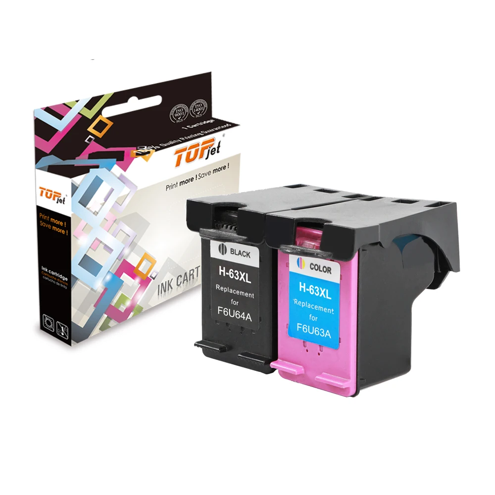 Topjet для HP HP63 HP63XL Deskjet 2131 2130 3630 4520 4510 принтер Восстановленный цветной чернильный картридж 63 XL 63-XL 63XL