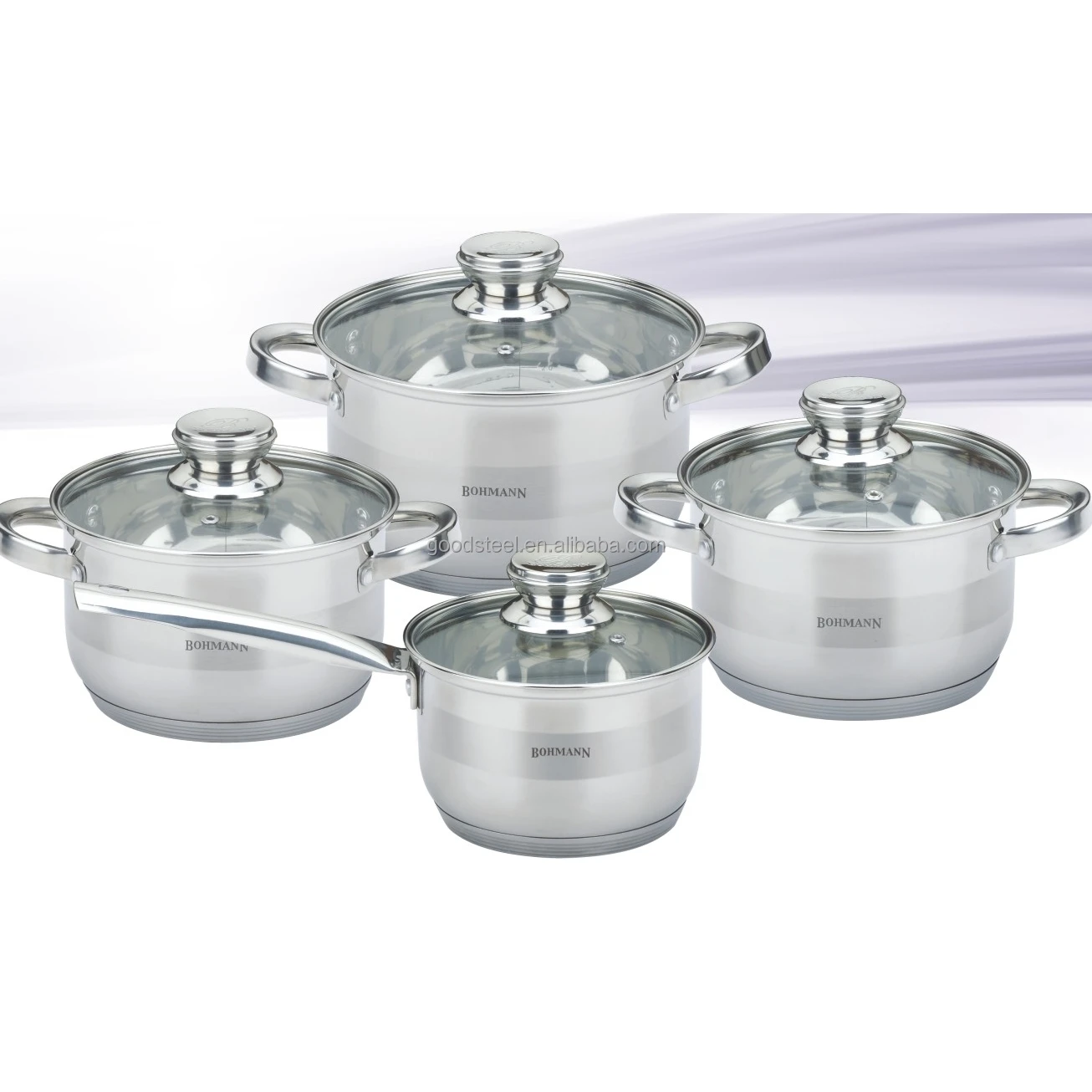 LFGB food grade cookware set 8pcs stainless steel cooking pot set kitchenware casserole pot