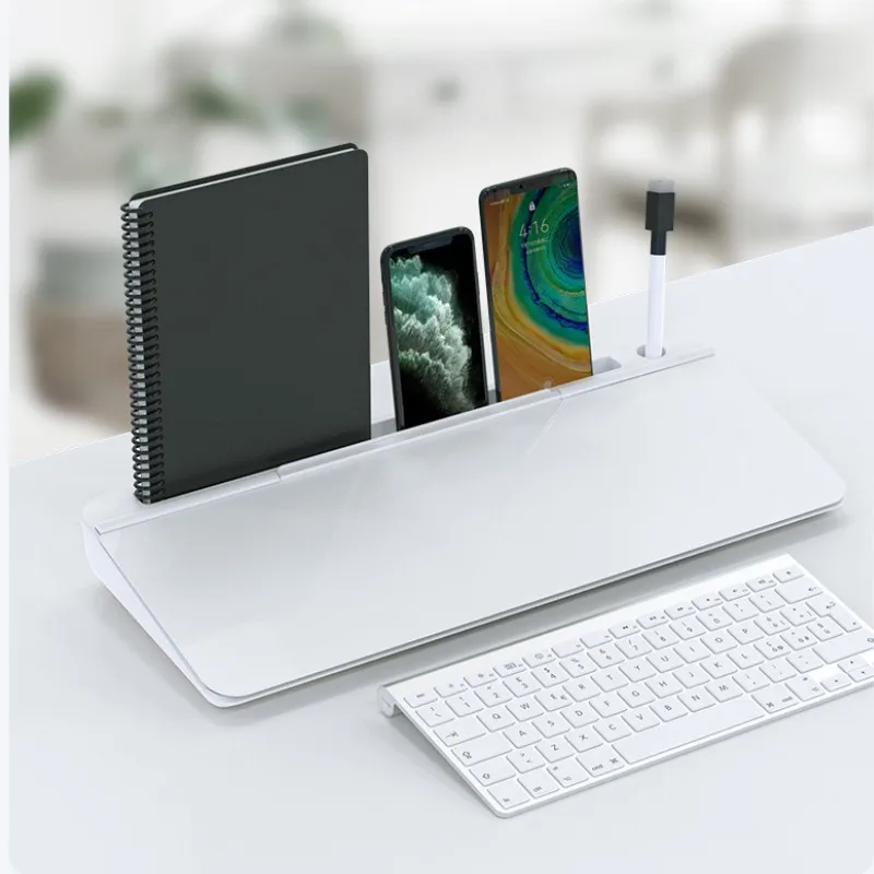 Glass Desktop Dry Erase Computer Keyboard Stand White Surface Pad with Drawer Desk Organizers  desktop whiteboard
