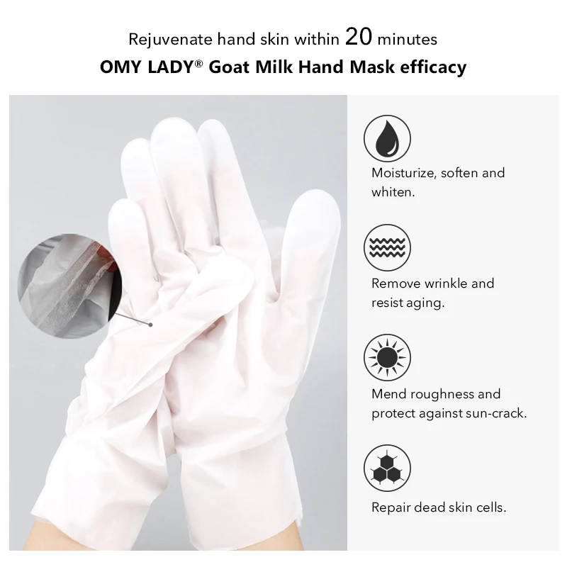 Fast shipping omy lady hand care products hydrating custom vegan hand bleaching mask for wholesale