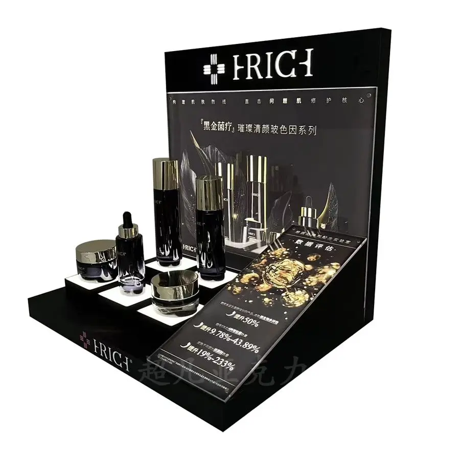 custom Deluxe Plexiglass skin care set stand Acrylic facial cleanser display stand Custom acrylic cosmetics display stand