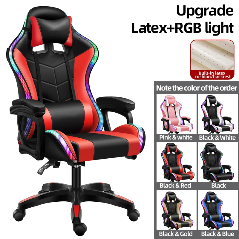 Free Sample Reclining Leather Custom Logo Iron Massage Racing  PU Leather Game Gaming Chair RGB Chair