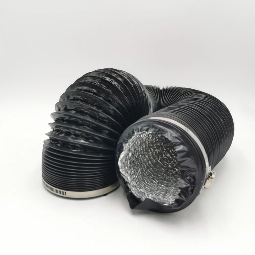 2 sets HVAC system  4 inch  8ft Non-Insulated pvc aluminum foil Combine  flexible  air duct   with 2 clamps