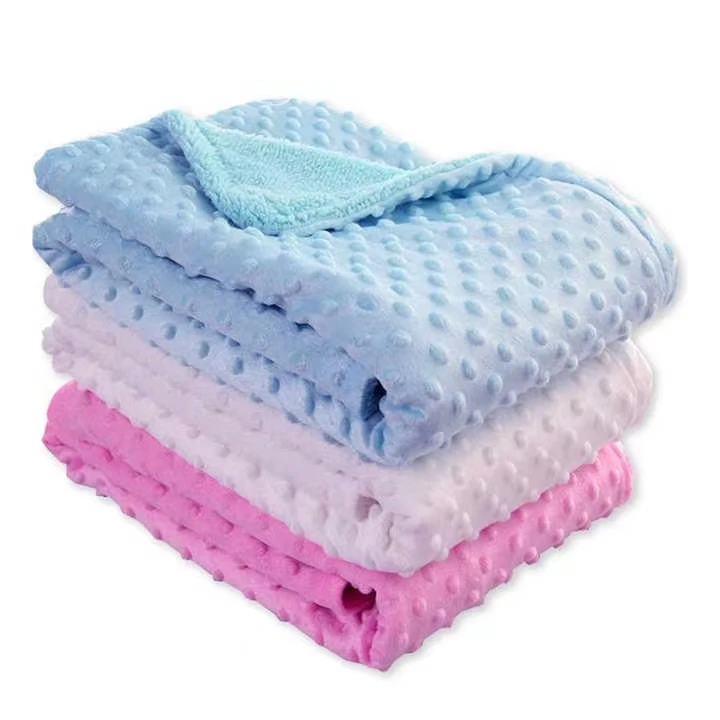 Super Soft 2 Layer Fleece Sherpa Baby Wrap Dot Minky Blanket Comfortable  Baby Swaddle Blankets For Newborns
