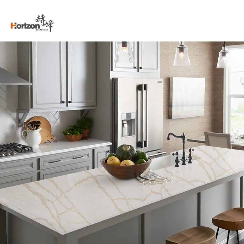 Horizon white quartz marble look slabs calacatta quartz stone countertops