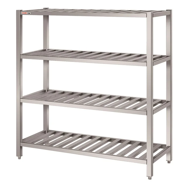 4 Tiers Stainless Steel Vegetable Display Rack Strong Load Capacity Restaurant Fruit Storage Shelf Kitchen Equipment