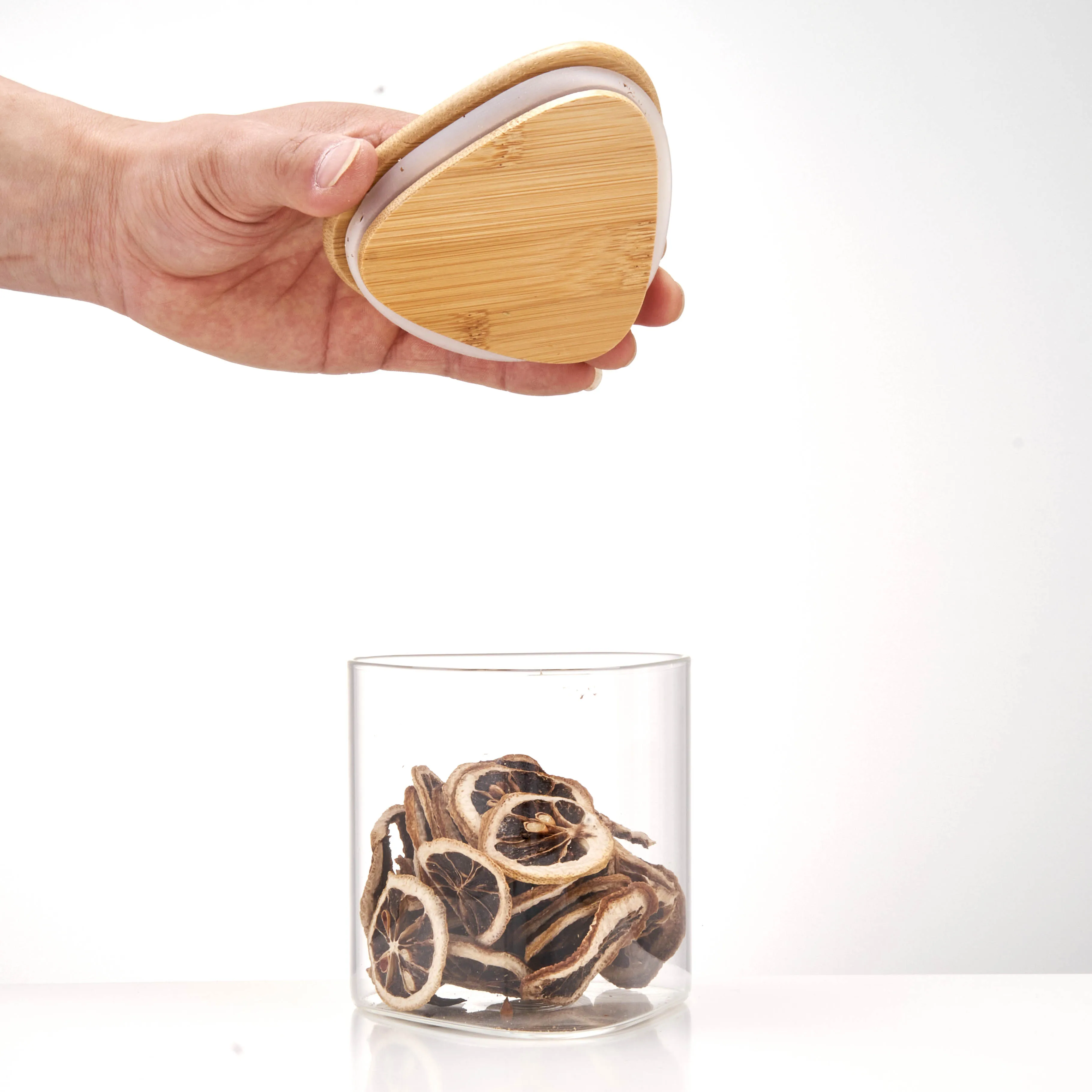 Clear Glass Food Storage Jars Containers with Airtight Bamboo Lid for Candy, Cookie, Rice, Sugar, Flour, Pasta, Nuts