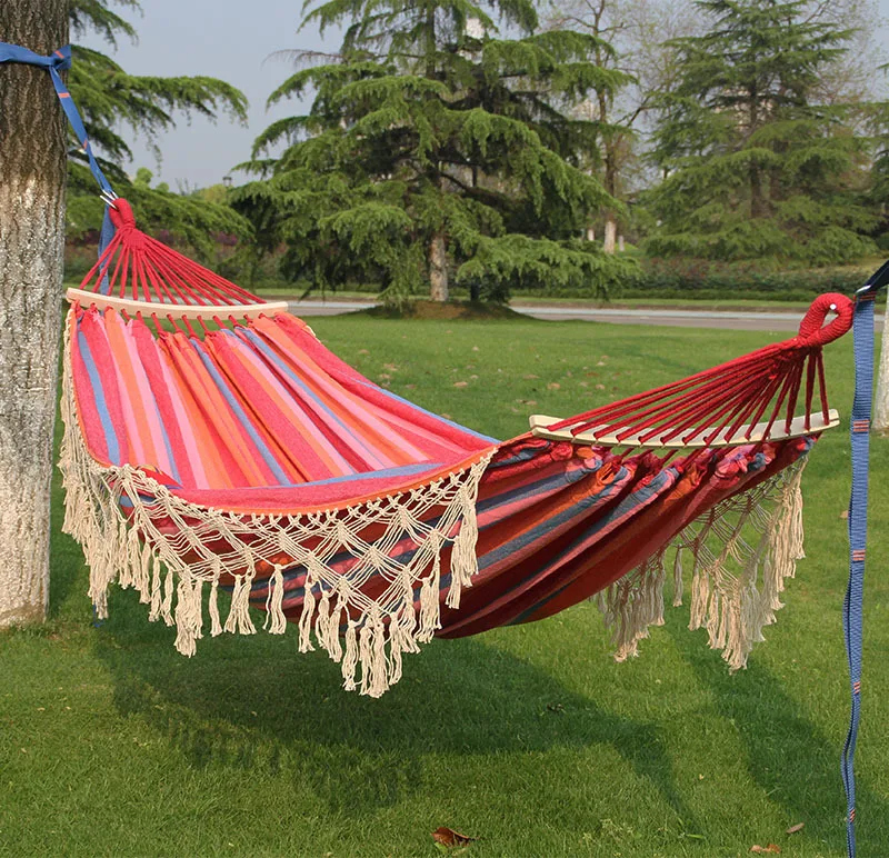 Wholesale Double Outdoor Hammock Camping Indoor Recliner Hammock Exotic Tassel Camping Hammock