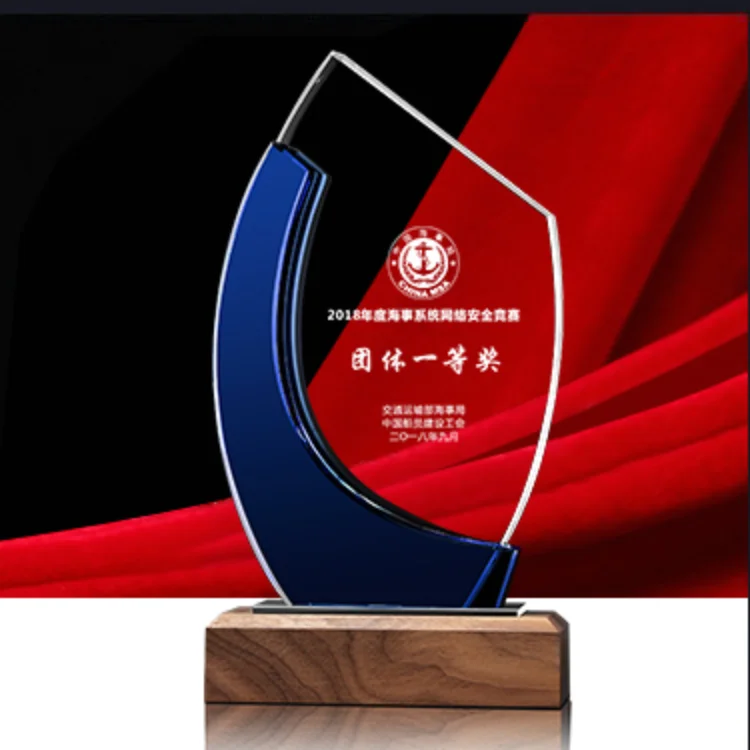 Guangzhou Wholesale Clear Blank Crystal Glass Award Trophy Custom 3d Laser Engraving Glass trophies medals plaques