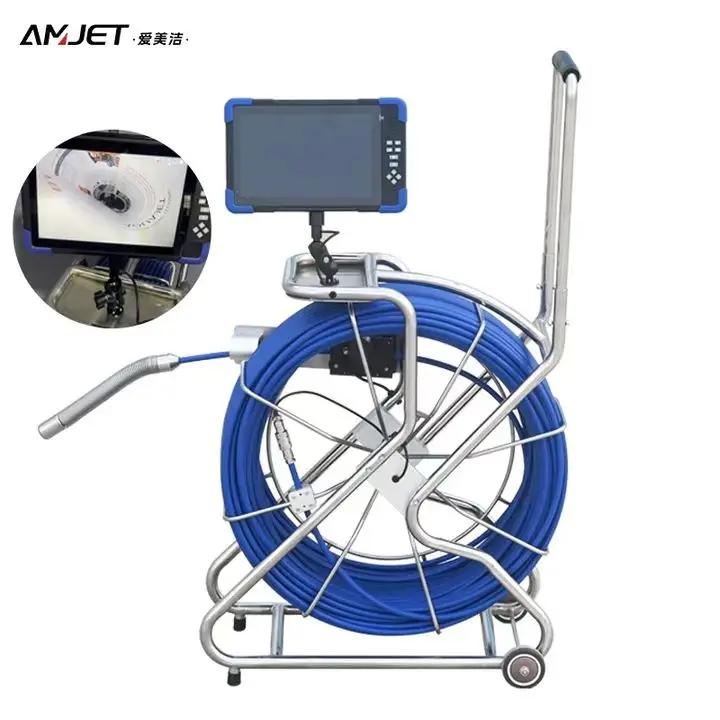 512HZ Self Leveling Drain Sewer Inspection Camera with Meter Counter and Video Recording Endoscopic Plumbing Inspection Camera